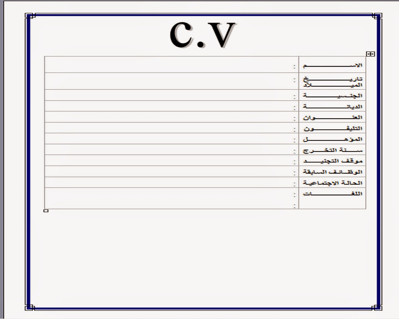 سيرة ذاتية جاهزة للطباعة - ارواق للسيره الذاتيه 1226 4